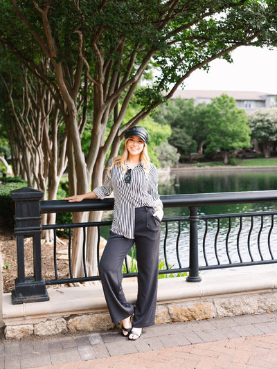 Pleat-Front Trousers, Black