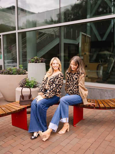 Leopard Sweater Vest with Tan Sleeves