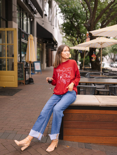 Wine Club on Light Weight Sweatshirt, Maroon
