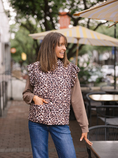 Quilted Puffer Vest, Leopard