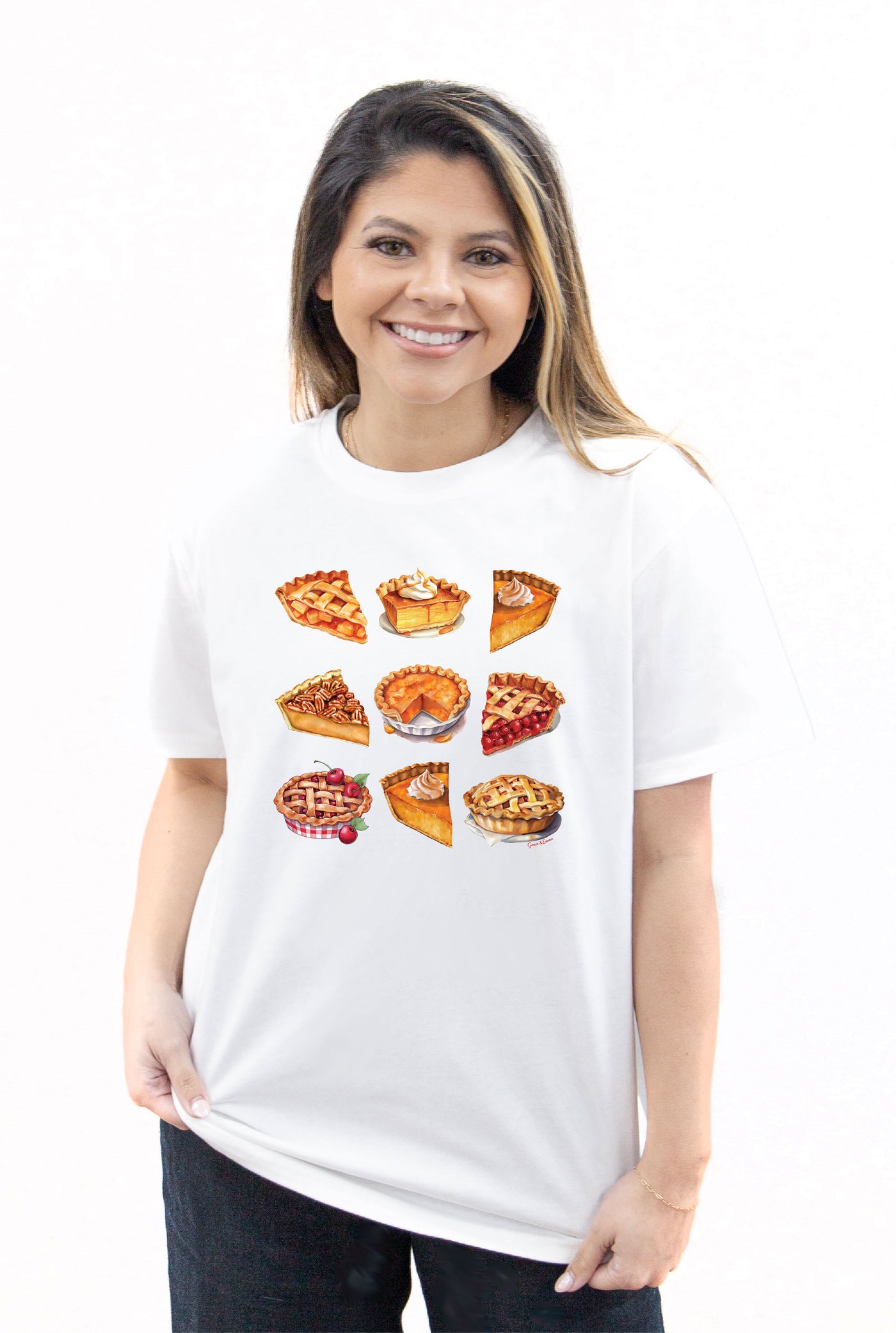 Pies on White Tee Shirt