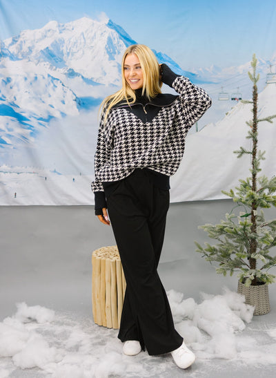Houndstooth Print Pullover