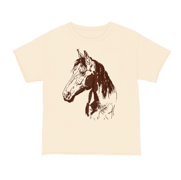 Brown Horse on Beige Boxy Tee