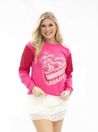 Kiss Cake Hot Pink Sweater
