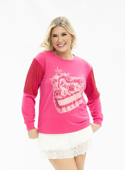 Kiss Cake Hot Pink Sweater