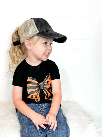 GIRLS High Ponytail Charcoal Hat with Beige Mesh