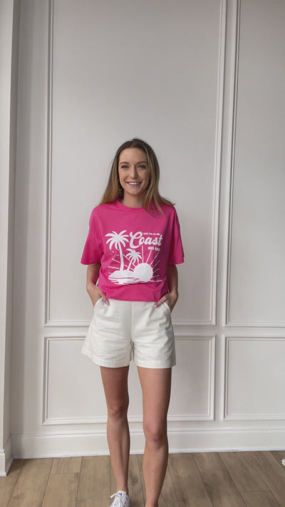 Love You To The Coast Oversized Tee, Pink