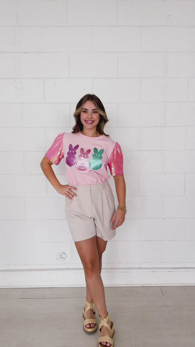 Bunny Patches on Pink Princess Top