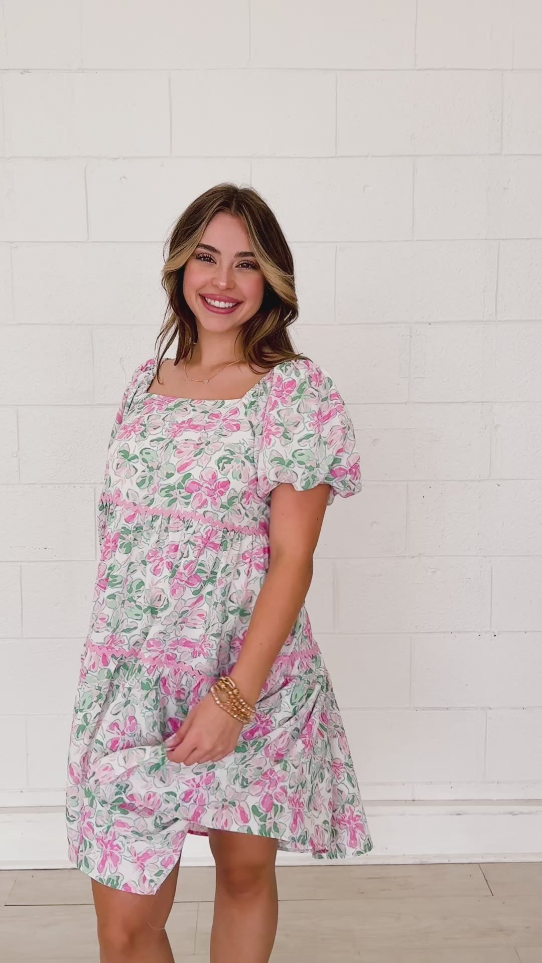 Floral Dress With Scallop Trim