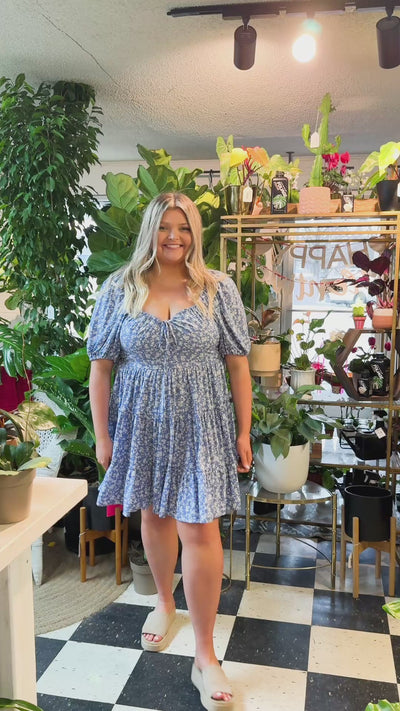 Blue Floral Babydoll Dress