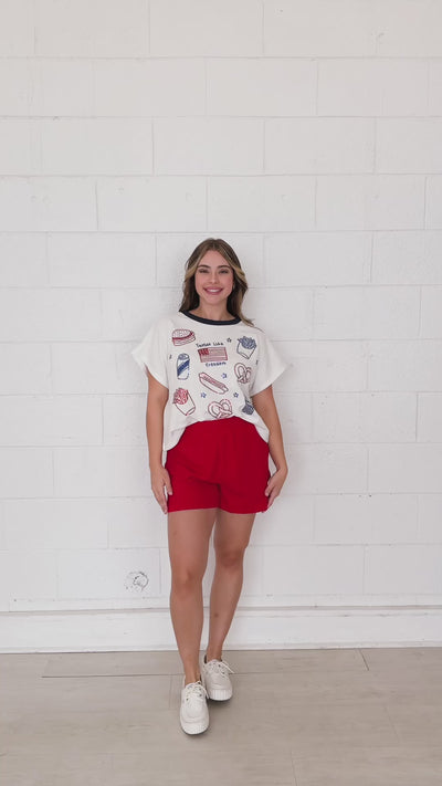 Red Knit Shorts