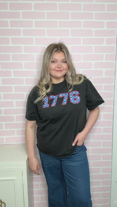 1776 On Black Wash Relaxed Fit Tee
