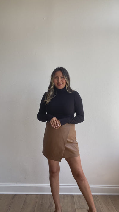 World Class Cutie Rust Asymmetrical Leather Skirt