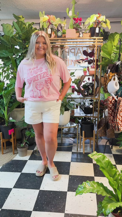 Hugs & Spritz On Pink Relaxed Fit Tee