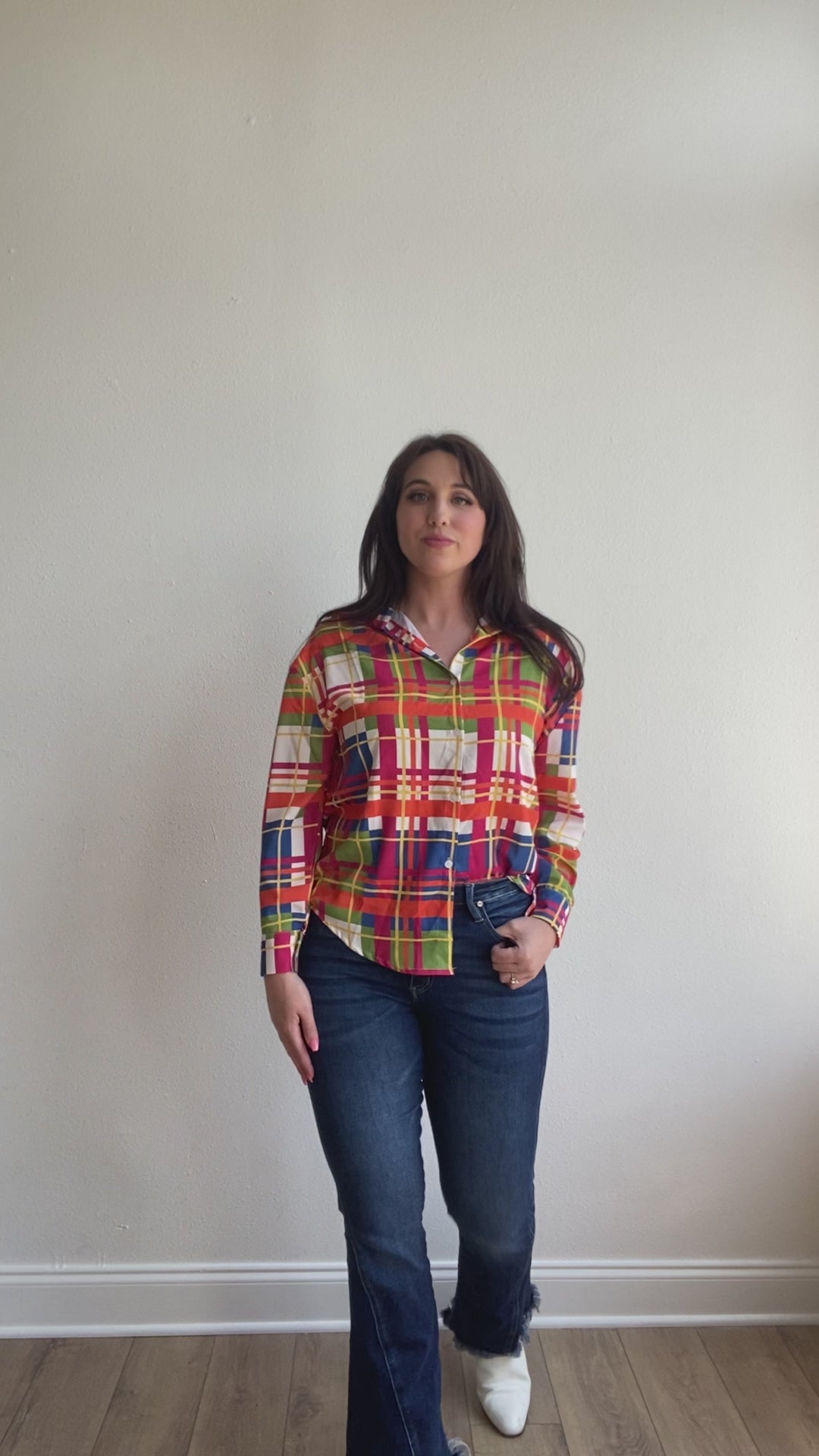 The Kathryn Multicolor Plaid Button Down Top