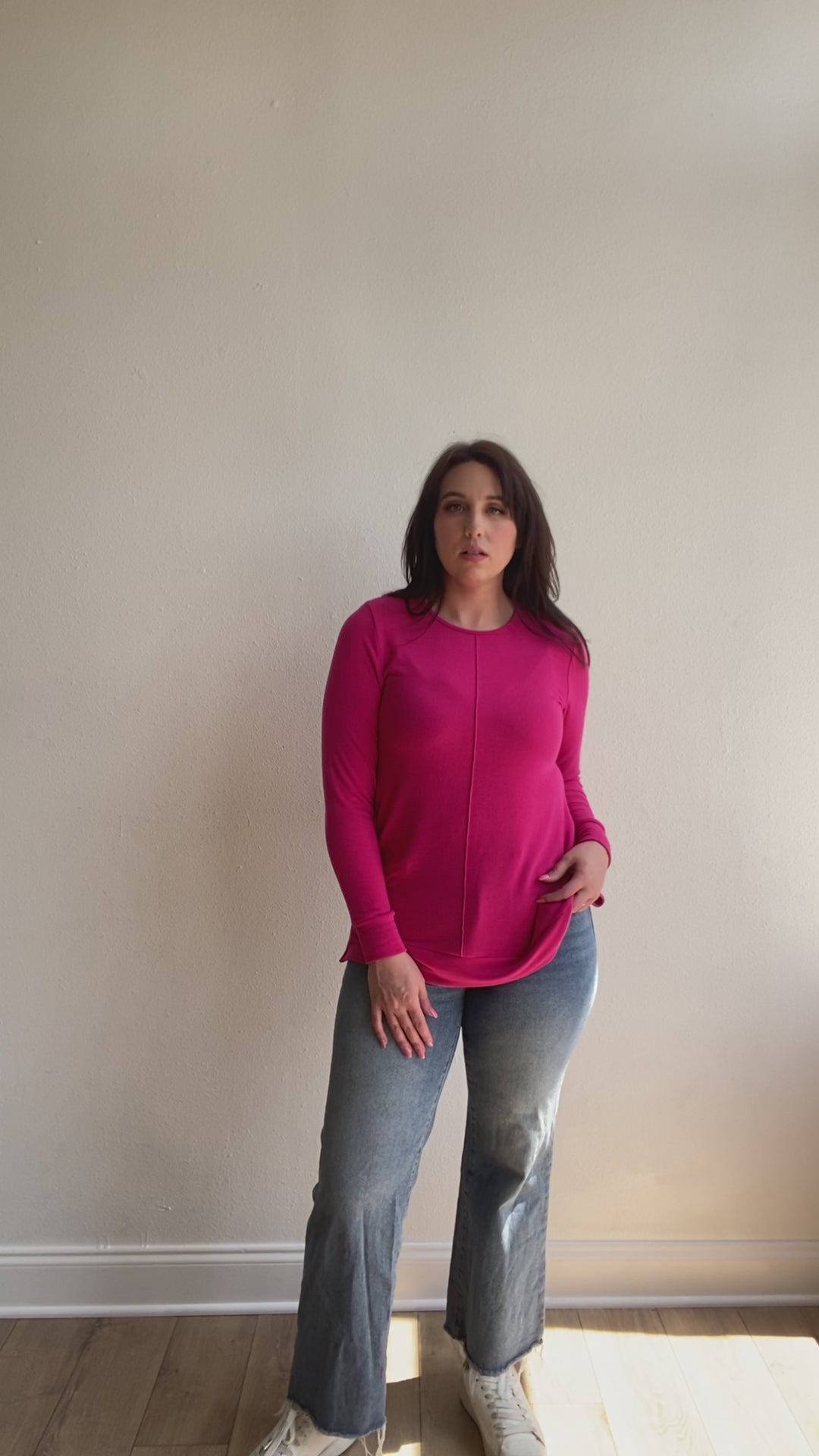 Bubblegum Bliss Top Knit Tunic with Front Seam