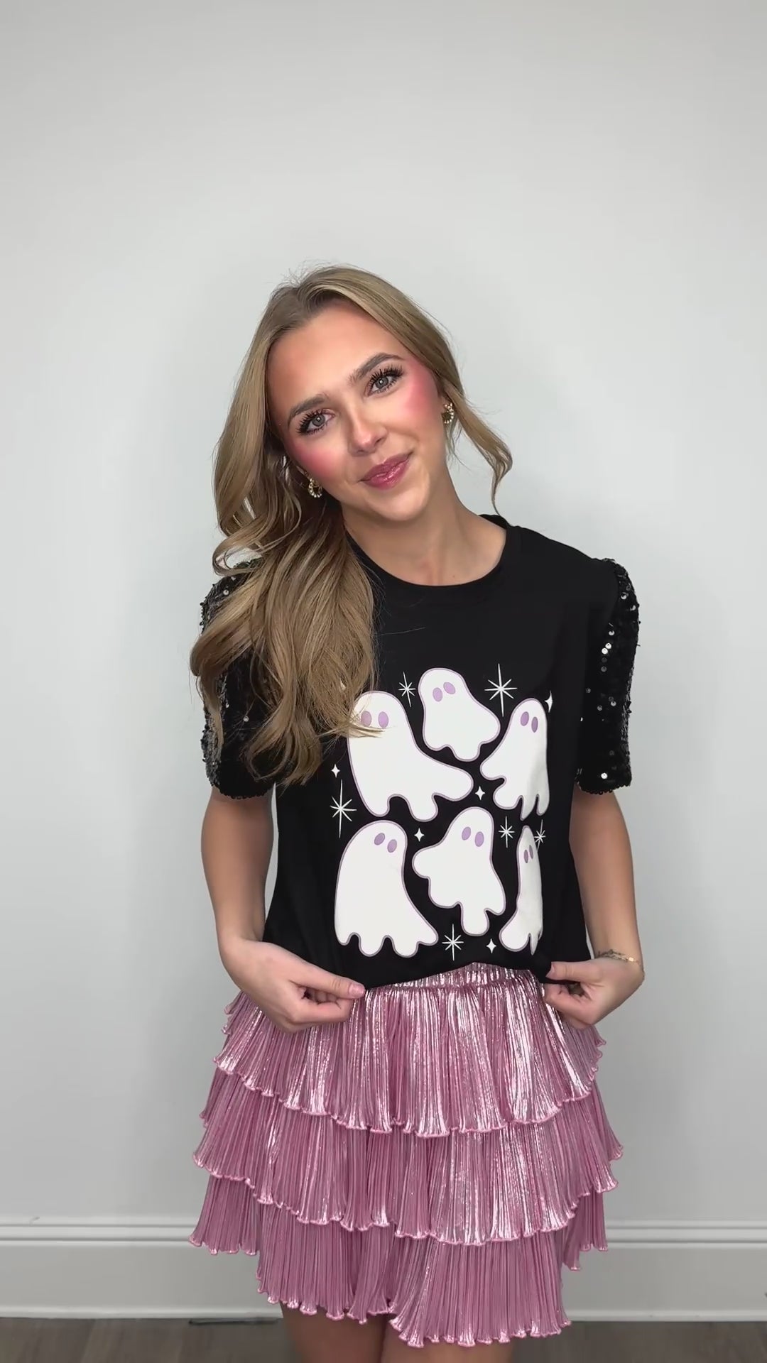 Spooky Ghost on Princess Top, Black