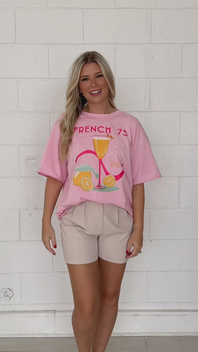 French 75 On Pink Relaxed Fit Tee