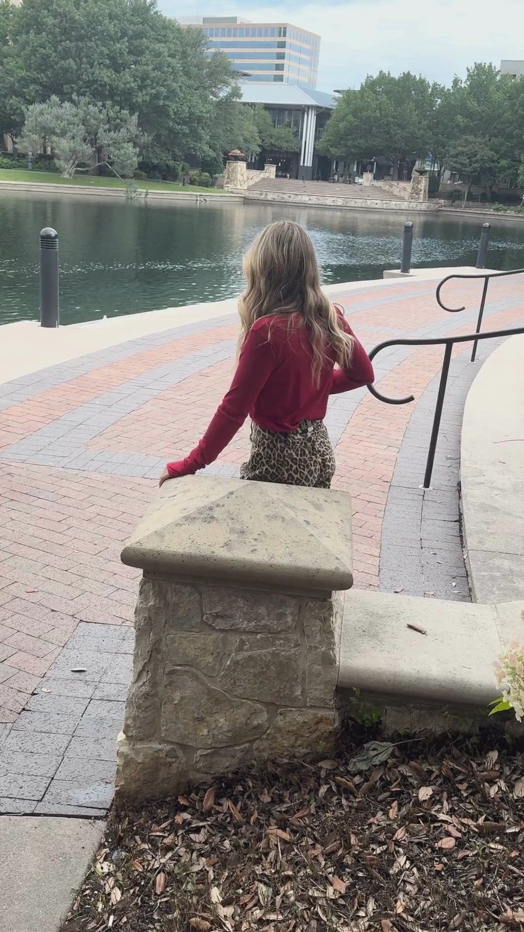Ribbed Long-Sleeve Top, Red