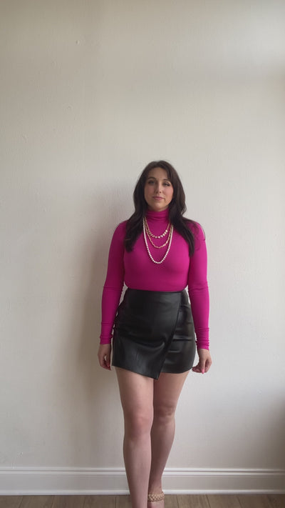 Black Asymmetrical Leather Skirt