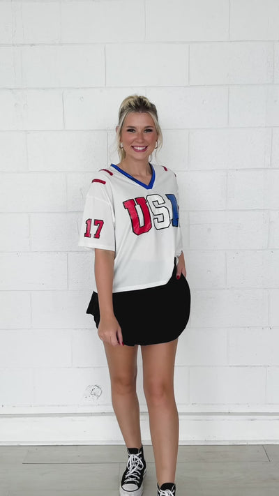 USA Glitter Jersey Top