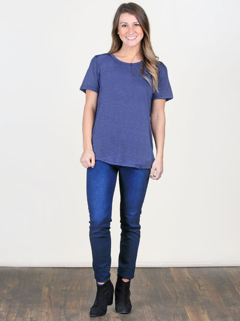 Chloe's Short Sleeve Top, Navy Blue