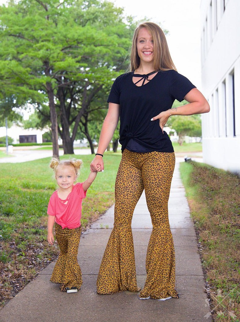 The Wild Ones Leopard Flare Pants, Tan
