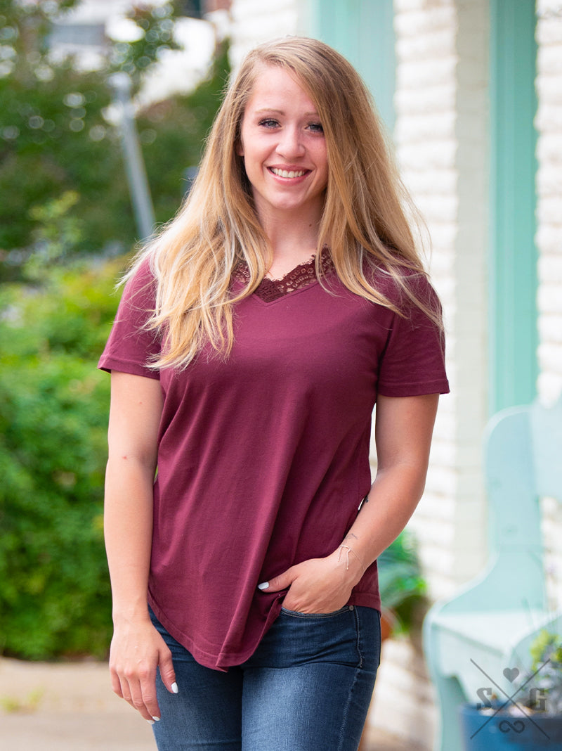 Lacey's V-Neck Tee, Plum
