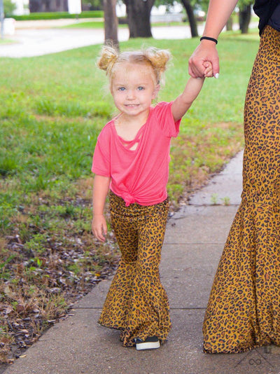 Girls' The Wild Ones Tan Leopard Flare Pants