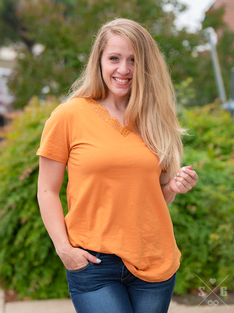 Lacey's V-Neck Tee, Mustard