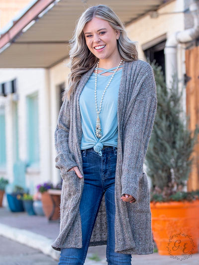 Casual-Fetti Textured Cardigan with Pockets
