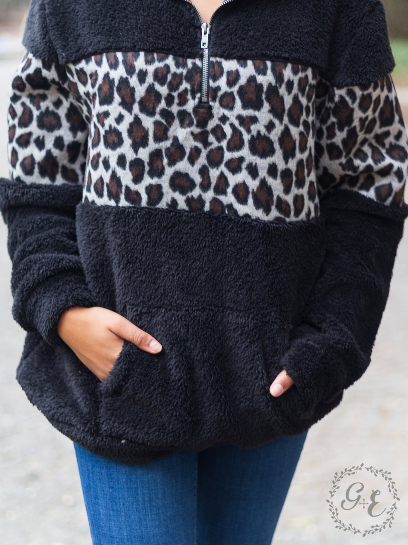 Sneaky Leopard Sherpa with Pocket