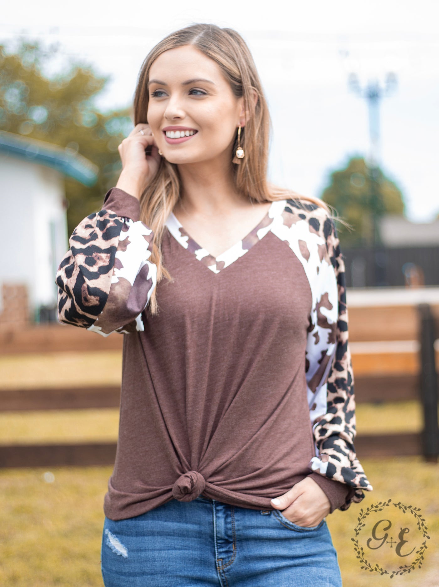 Best of Both Sides Raglan Balloon Long Sleeve with V Neck