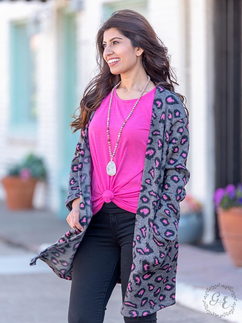 Pink Panther Cardigan with Pockets – Southern Grace Wholesale