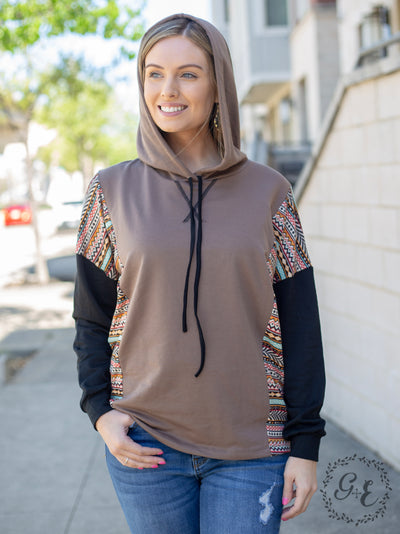 The Chill Ones Pullover Hoodie with Drop Sleeve, Brown