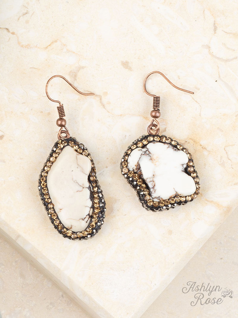 Ready to Rock Cream Stone Drop Earrings, Honey