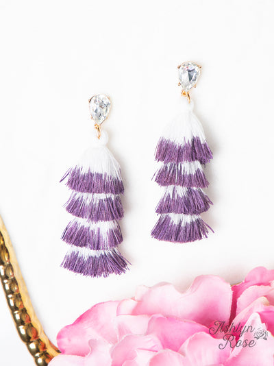 Elegantly Simple Tassel Earrings, Purple