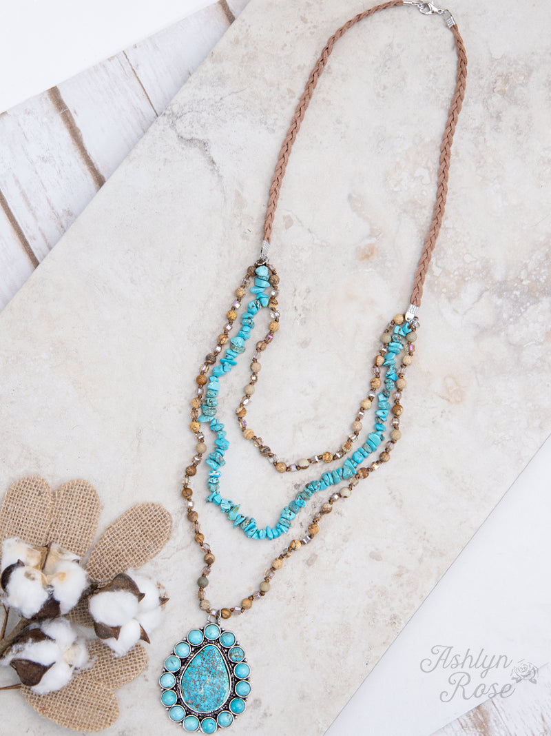 Backroad Beauty Turquoise Stone Squash Blossom Necklace
