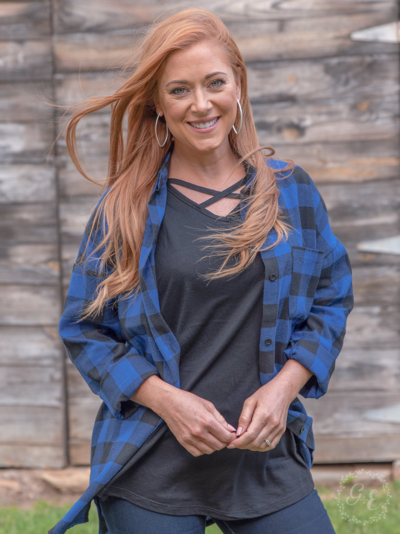 The Standard Plaid Flannel, Black and Blue