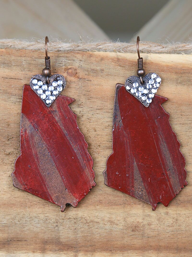 Heart of Georgia Red Earrings in Copper