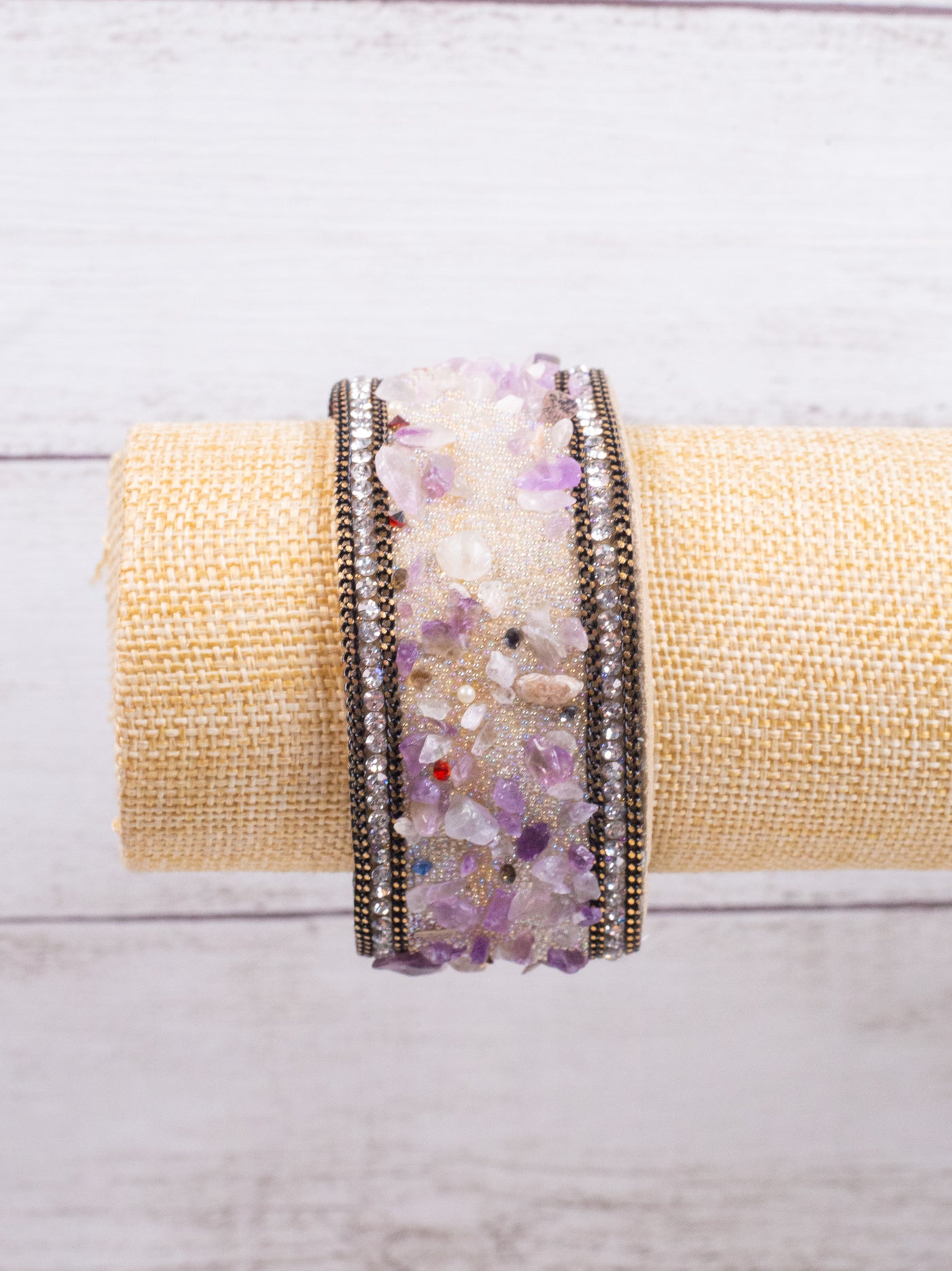 Purple stone leather bracelet