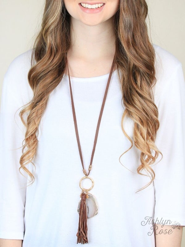 Soft Dreams Natural Stone Necklace with Tassel