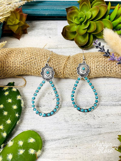 Never Gets Old Stone Drop Earrings in Turquoise