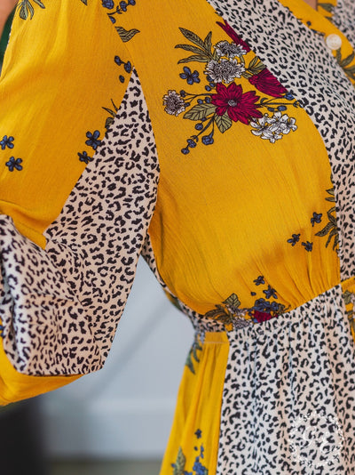 Boho Rhapsody Mustard and Leopard Dress