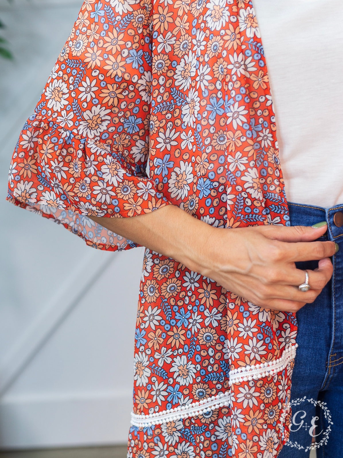 Flower Power Print Kimono