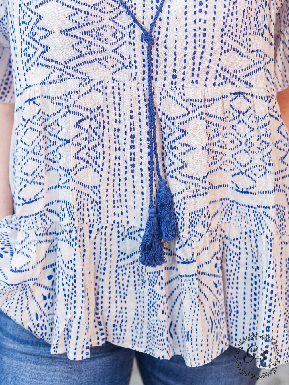 Take Me to Santorini Tie Loose Top