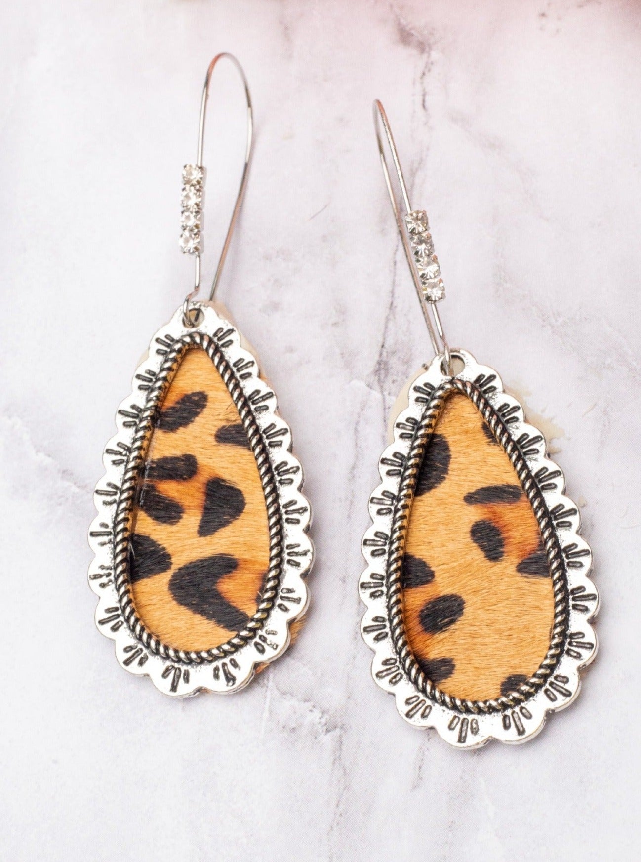 MAKING MEMORIES BROWN LEOPARD TEARDROP EARRINGS