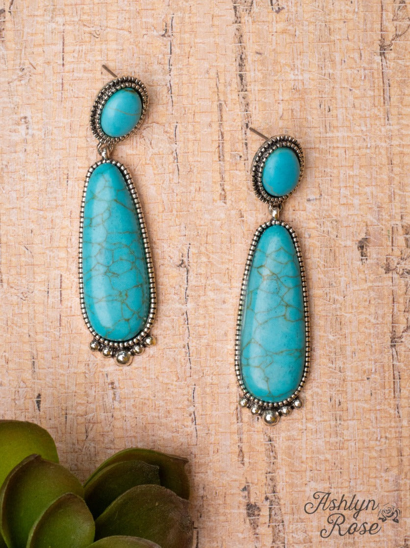 SOUTHERN CHARM SILVER OVAL TURQUOISE EARRINGS
