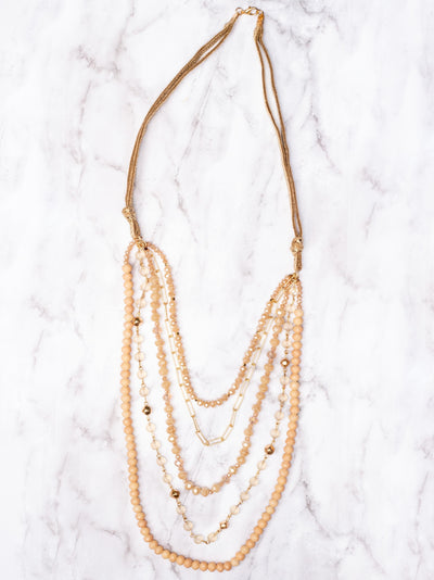 5-Strand Beaded Necklace, Gold
