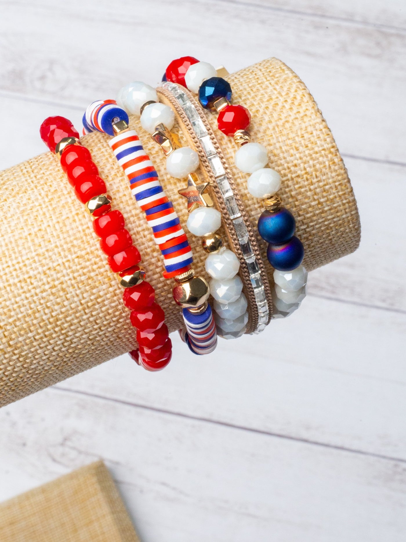 Red, White, & Boujee Patriotic Five-Strand Bracelet Set